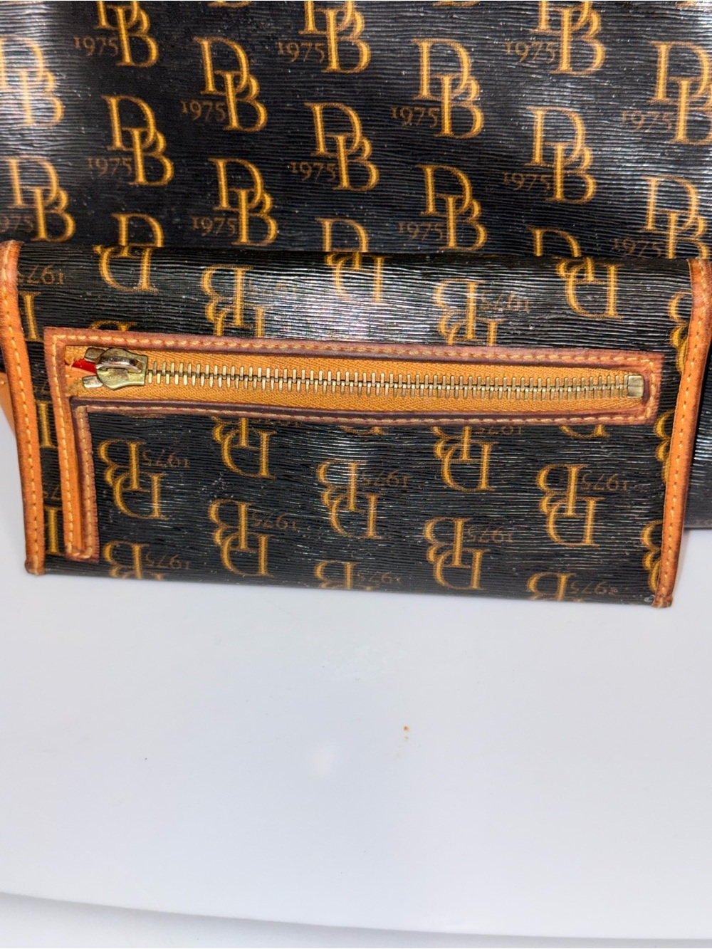 Dooney & Bourke Brown and Tan Logo Satchel with Wallet - Picture 4 of 8